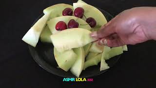 ASMR  Eating Honeydew Melon and Cherries #ASMR