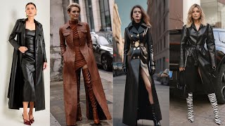 Most Demanding Amazing Leather Long Coat for Gorgeous Women's #leatherfashion #fashionable