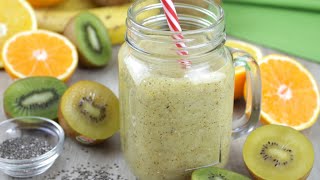 Batido de kiwi, plátano, naranja y chía 🥝🍊🍌| Smoothie de frutas sin leche