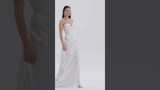 Divine Atelier Leya silk wedding dress with halter neck