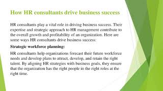 The Role of an HR Consultant in Driving Business Success