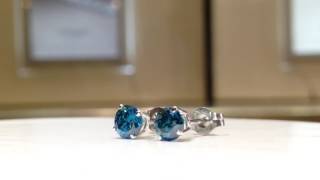 0.85 Carat Blue Diamond Studs in 14K Gold