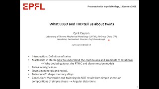 What EBSD and TKD tell us about twins - 18 Jan 2021