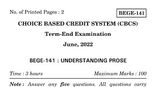 IGNOU BEGE 141 Important questions| BEGE 141 Previous year question paper