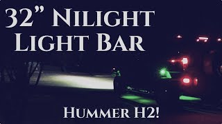 What the LED Light Bar Looks Like at Night! | 32" Inch Nilight Light Bar | Hummer H2