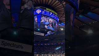 UFC champ Jon Jones got a huge round of applause sitting courtside at the Knicks game! 🏆🐐