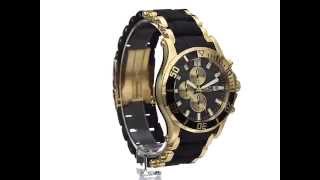 Invicta 17080 Sea Spider Enchapado Oro 18k Manilla Silicona Negra Crono