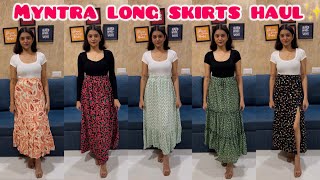 Myntra  Affordable long skirts💖|| Vacations/beach wear/picnic wear|| #myntrahaul