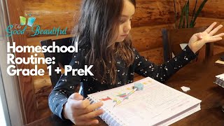 HOMESCHOOL ROUTINE WITH 3 KIDS | GRADE 1 + PRE K