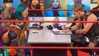 ASUKA and Rhea Ripley Contract Signing WWE RAW March 29th 2021 Nia Jax Shayna Baszler interrupt