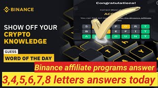 Binance Crypto WODL Answers Today 14 th October | Binance Affiliate Program WOTD |  All Letters WOTD