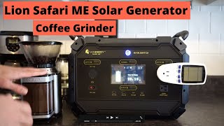 Lion Safari ME Solar Generator Powering Coffee Grinder