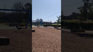 Parker and Gavin in a coll Zipline The Lake Macquarie Variety Playground Australia