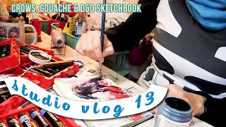 STUDIO VLOG 13 🍳 crows, gouache & my new D&D sketchbook