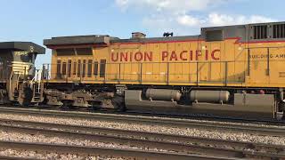 UP 7260 leads two locomotive ballest headed towards Fargo ND gives horn salute and wave