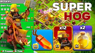 TH16 Sui Hero Super Hog Rider Crushing Legend League Attacks! Clash of Clans