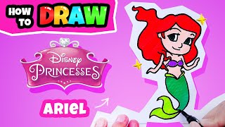 Easy Draw Ariel | Disney Princess Step by Step | The Little Mermaid