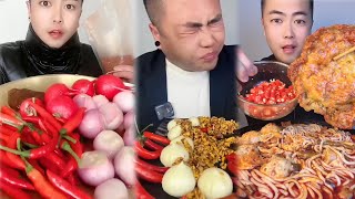 Crispy Giant Shrimp Cutlets | Garlic chili eating show | spicy hot pot with alots off chili 🌶️🔥🥵