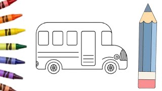 Bus drawing for kids and toddlers🚎||bus drawing step by step||