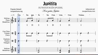 Jupitita Partitura Infantil de Xilófono, Metalófono, Flauta y Pequeña Percusión Pandero, Triáng