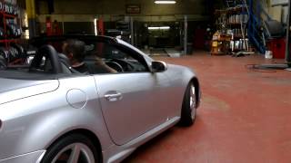 Mercedes SLK 55 AMG exhaust mod,modification 1st start up & drive MUST HEAR!