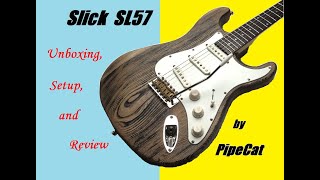 Slick SL57 electric guitar unboxing, setup, and review