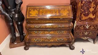 Antique Dutch Burr Walnut Floral Marquetry Bureau c.1780