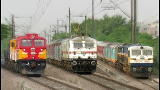 WDG4G vs WAP7 vs WDP4D | Diesel and Electric Trains going towards New Delhi | Indian Railway