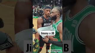 Jimmy Butler and Jaylen Brown showing respect after Miami goes to the NBA Finals.