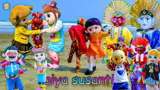 ONDEL ONDEL BADUT MARSHA DAN UPIN IPIN BERMAIN DENGAN AIYA SUSANTI DI PANTAI 🔴 LAGU AIYA SUSANTI NEW