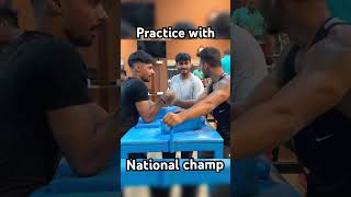 Arm wrestling with champ #armwrestlers #armwrestling #youtubeshorts #viral #trending #shortsfeed