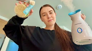 ASMR Spa (steam, massage, brushing & rummaging sounds)