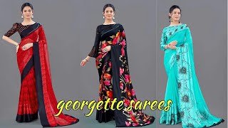 💞 amazing georgette sarees collection 💞 latest daily wear sarees online shopping 💞printed sarees 4