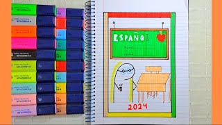 PORTADA DE ESPAÑOL 🍎 PASO A PASO ✨️/ MAURICIO DIBUJOS 🤩