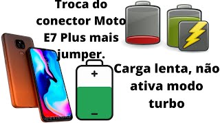 Troca do conector Moto E7 Plus mais jumper. #motoe7plus #nãocarrega #cargalenta