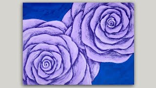 Painting Lilac Roses with Acrylic Paint Easy Acrylic Painting Demo