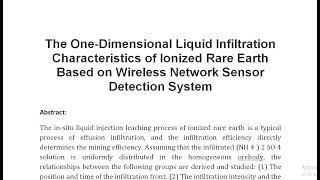 The One Dimensional Liquid Infiltration Characteristics of Ionized Rare Earth Based on Wireless Netw