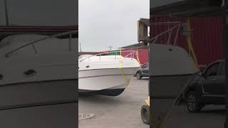 26” boat loading in rollover 40” container w trailer