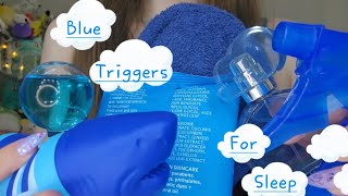 ASMR 💙 Six Blue Triggers to Help You Sleep 😴 ☁️Tapping, Cloth, Shark Slug, Water Globe, & Visuals☁️