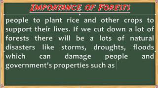 English Essay Topic 7 | Importance of Forest | Vantrodeth Legend