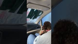 Dog is startled by first time in a car wash! #dogs #funny #funnydogs #cute #cutedogs #shorts