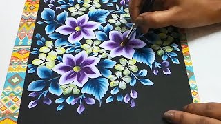 One stroke Painting Flower & Leaves | Painting Tips for Beginners | Free Hand Painting