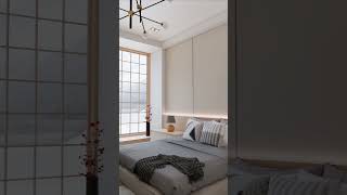 Japandi bedroom design #interiordesign #sketchup #enscape