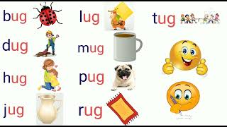 Letter 'u' blending (ug) / CVC Words / Word Family -ug / Phonics for kids/Reading Three Letter Words