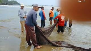 tarik jaring di pantai blado