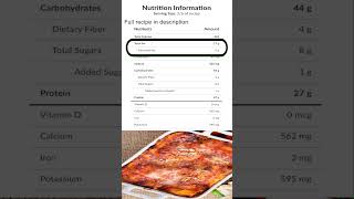 Short Cut Lasagna || Recipe and nutrition || #shorts