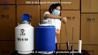 YDS-6-50 6liter liquid nitrogen container with 6 canisters