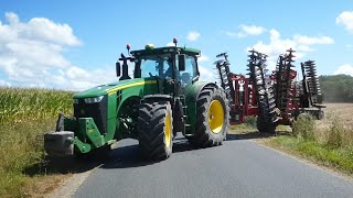 John Deere 8R au déchaumage 2020 COVER CROPS 6M en Bretagne!