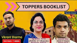 Vikrant sharma 2021,Mukta Rav 2018 Bhawani 2016,Toppers suggested Best Books For RAS Prelims & Mains