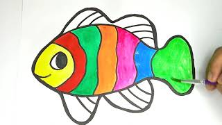 Fish Drawing, Painting, Coloring for Toddlers & Kids | How to Draw and Paint Basics